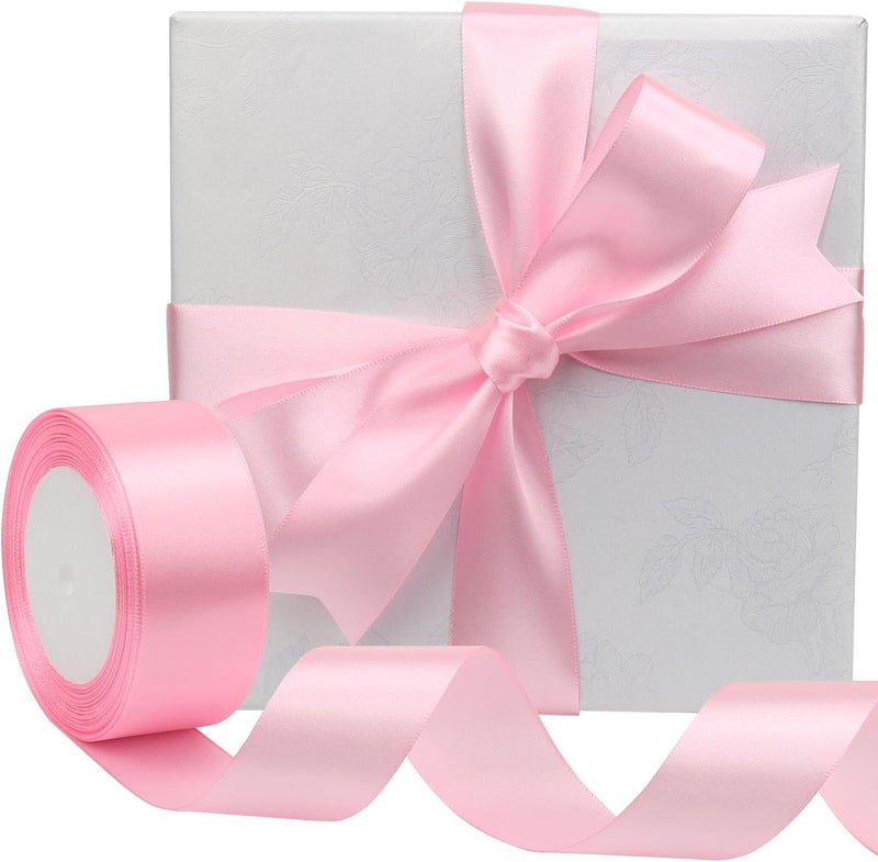 Riunbb Pink Solid Satin Ribbon 1-1/2 Inch 25 Yards Solid Polyester Fabric Ribbon for Gift Wrapping Wedding Christmas Baby Shower Birthday Party Decoration Handmade Immortal Flower Craft - Image 5